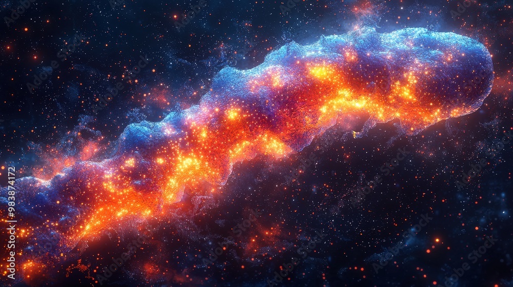 Fototapeta premium Abstract Fire and Ice Nebula with Glowing Stars