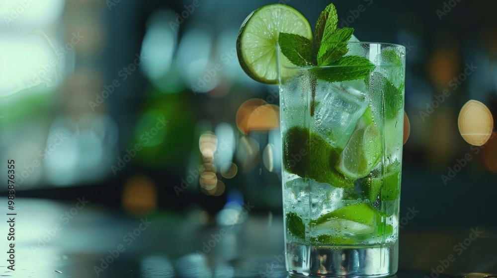 Elegant mojito with lime and mint. Elegant mojito with lime and mint.
