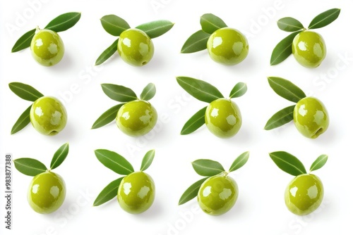 Wallpaper Mural A picture with twelve groups of green olives. The olives are fresh and shiny, Torontodigital.ca