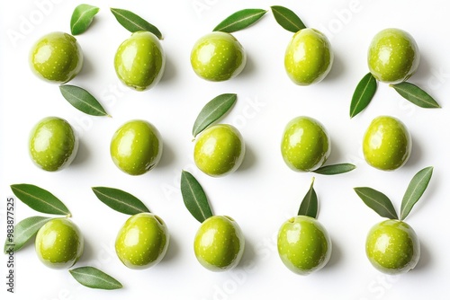 Wallpaper Mural A picture with twelve groups of green olives. The olives are fresh and shiny, Torontodigital.ca