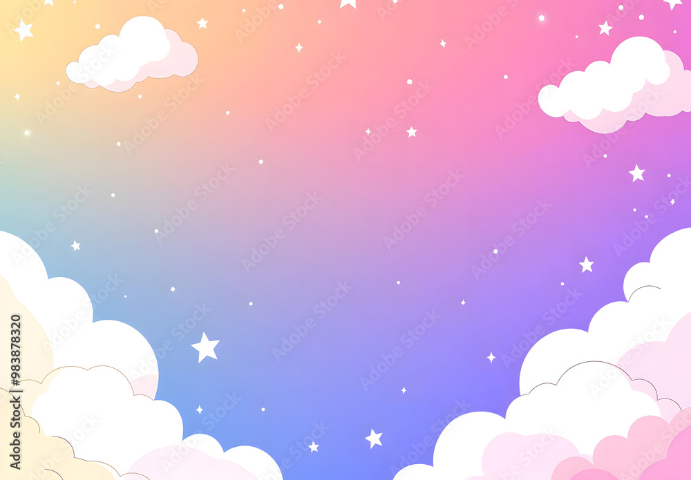 Dreamy Pastel Sky with Stars and Clouds Dreamy Pastel Sky with Stars and Clouds