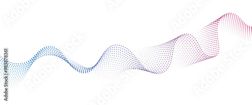 Flowing Dot Wave halftone gradient pattern on transparent background 