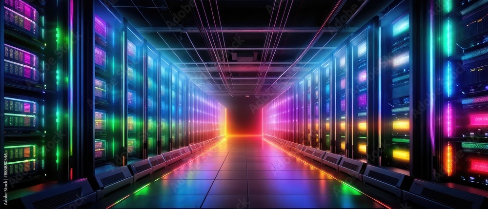 Neon Lit Server Room Neon Lit Server Room