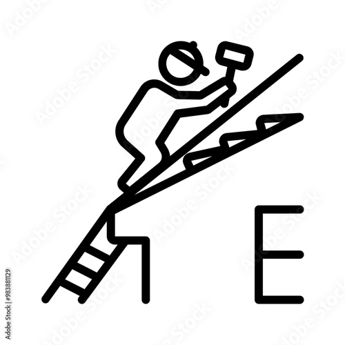Vector black line icon for Roof repair