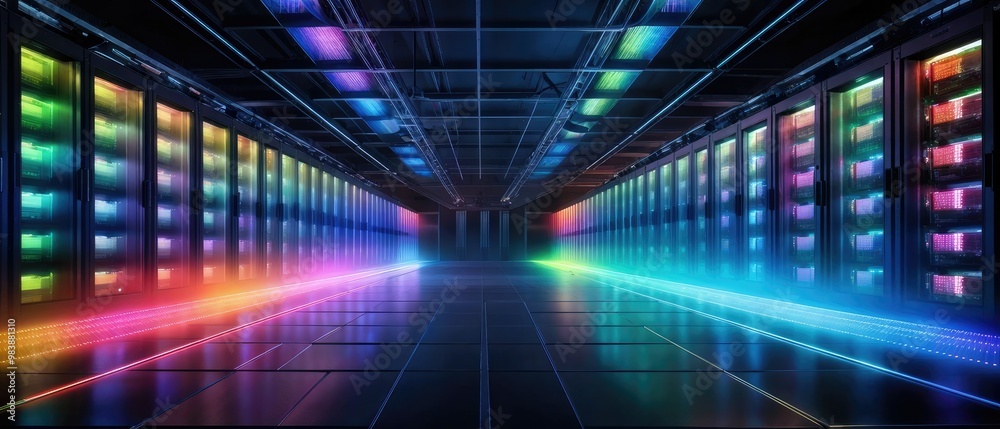 Server Room with Neon Lights Server Room with Neon Lights
