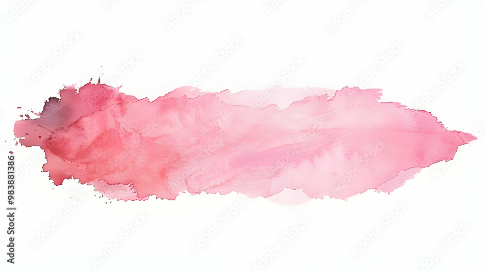 Abstract Watercolor Painting with Pink and Red Hues in a Horizontal Stroke on White Background Abstract Watercolor Painting with Pink and Red Hues in a Horizontal Stroke on White Background