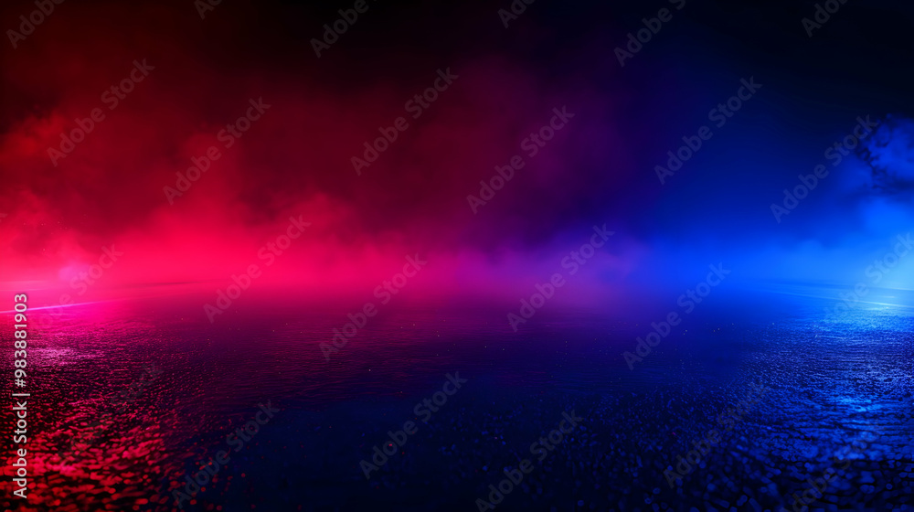 Abstract 3D Background with Blue and Red Neon Lights and Smoke Over a Dark Texture Abstract 3D Background with Blue and Red Neon Lights and Smoke Over a Dark Texture