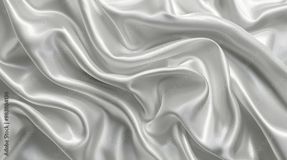 Obraz premium Abstract Silver Satin Fabric Draped and Flowing in Soft Waves, Creating a Smooth and Elegant Textured Background