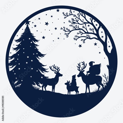 Christmas Scene Decor Laser Cut SVG Design