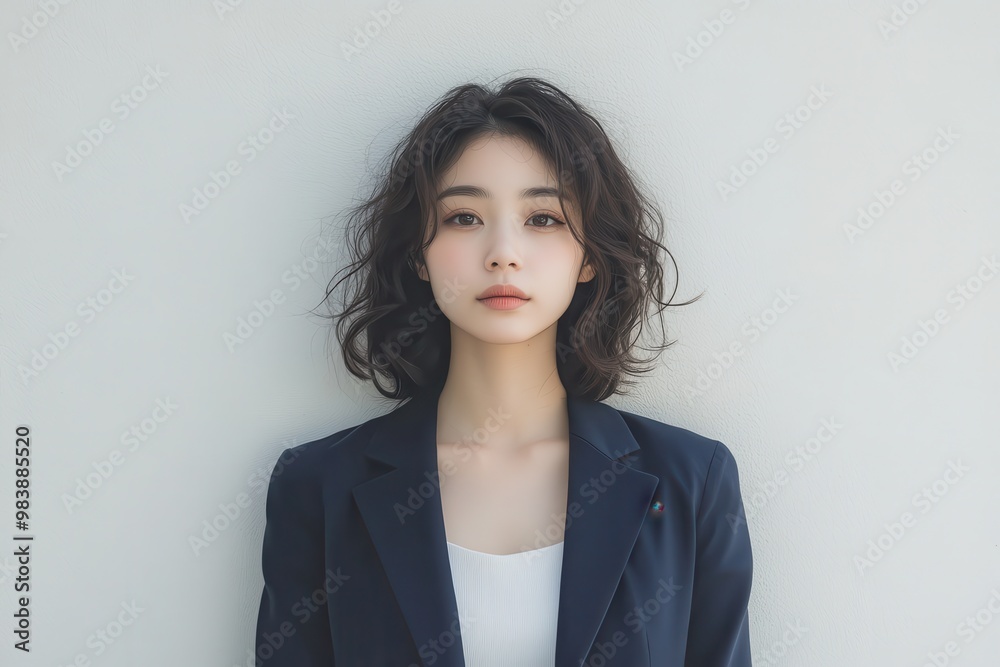 A young Japanese woman poses gracefully in a soft-lit setting, A young Japanese woman poses gracefully in a soft-lit setting,