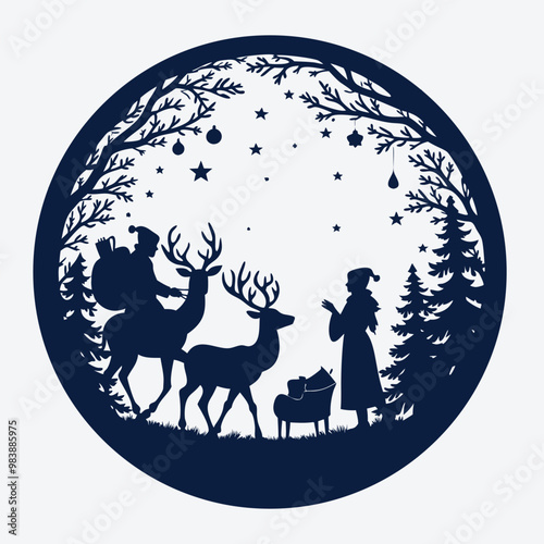 Christmas Scene Decor Laser Cut SVG Design