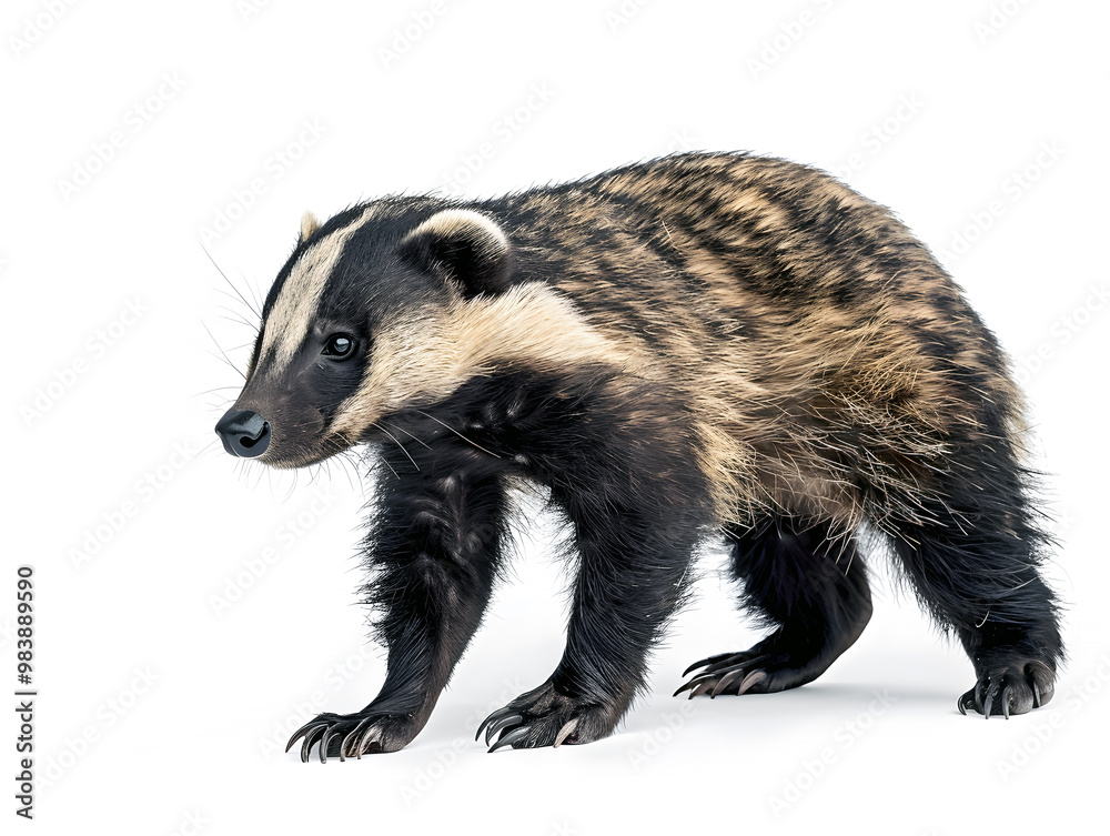 Fototapeta premium honey badger walking isolated on white background