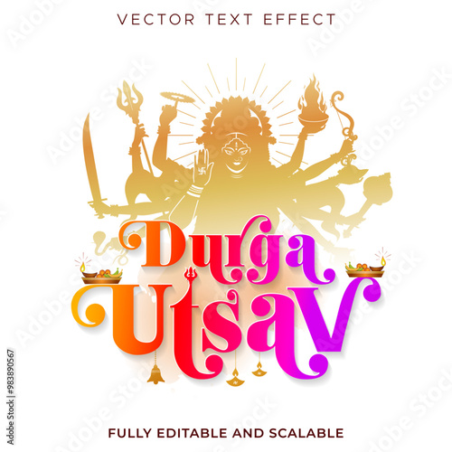 Vector illustration of Happy Durga puja utsav or Navratri festival.