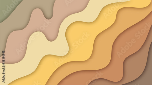 Abstract paper cut shape wave background