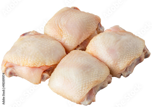 Uncooked chicken thighs with transparent background.