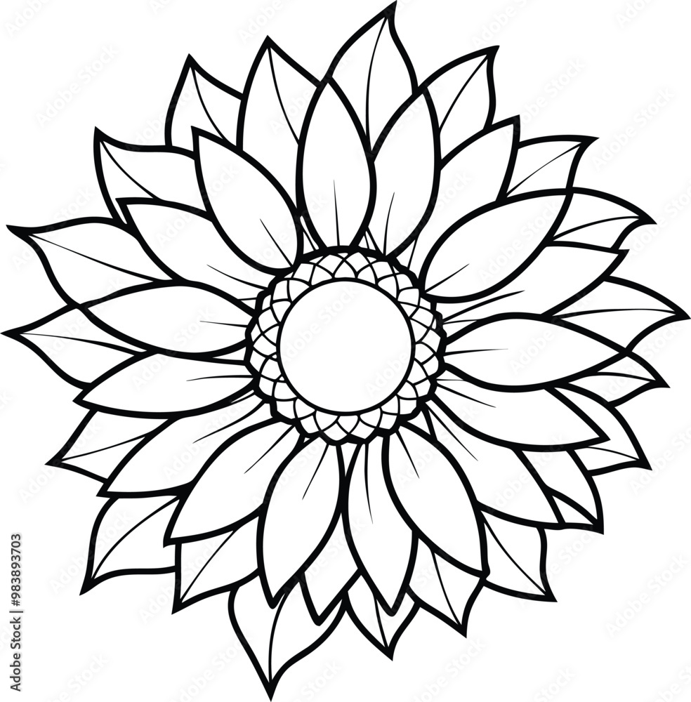 black sunflower line art vector illustration silhouette, Print black sunflower line art vector illustration silhouette, Print