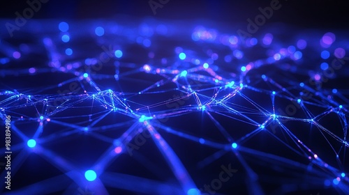 A stunning abstract close-up of glowing blue connections, representing network technology, digital communication, and innovation.