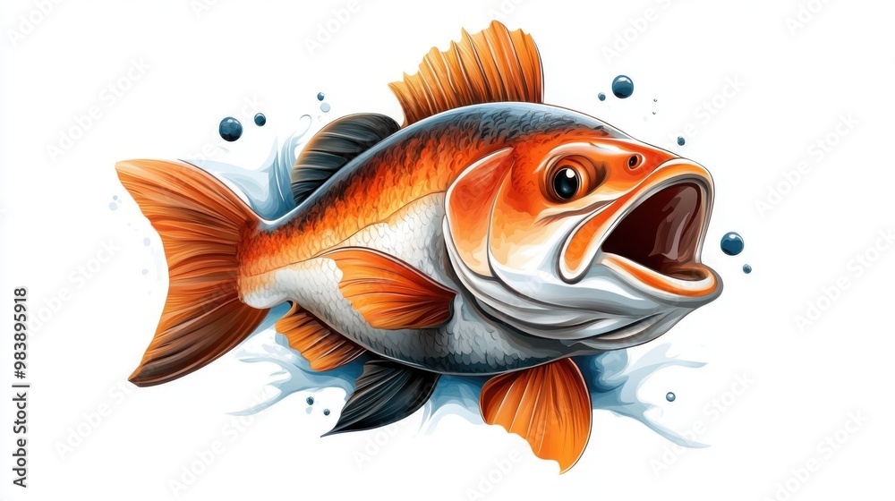 Colorful Illustrative Freshwater Fish Design Colorful Illustrative Freshwater Fish Design