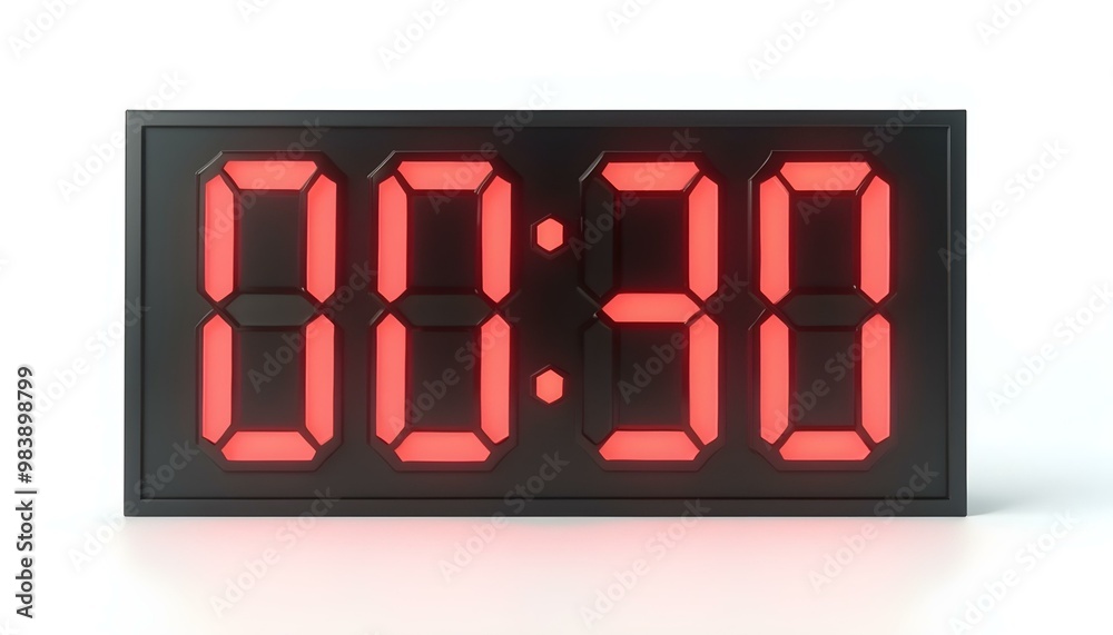 A digital clock timer displaying 00:30 representing a countdown isolated on a white background A digital clock timer displaying 00:30 representing a countdown isolated on a white background