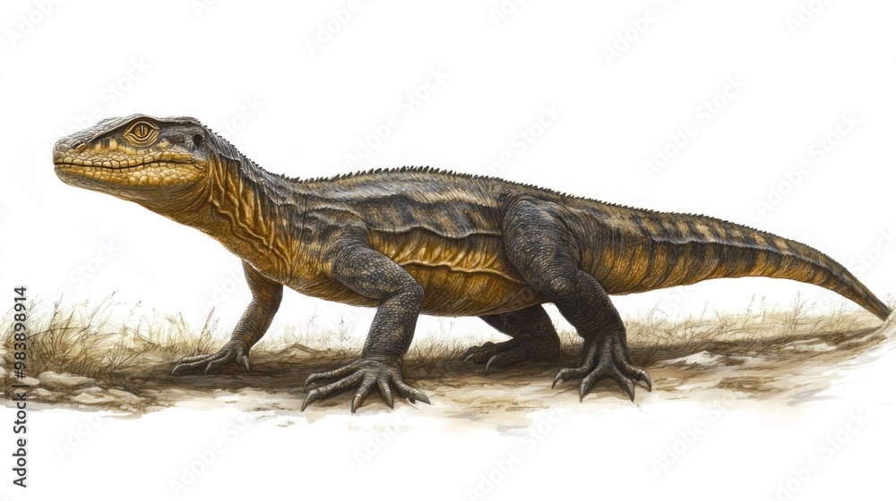 Illustration of a Prehistoric Reptile, a Large Lizard Illustration of a Prehistoric Reptile, a Large Lizard
