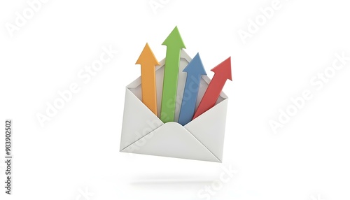 Free Download Envelope with upward arrows representing messages and communication isolated on a white background - GFXLoad