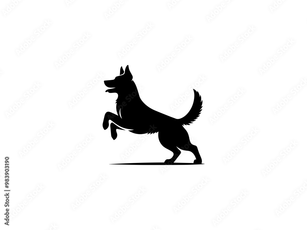 Fototapeta premium Dog Silhouette clip art line art vector black color silhouette and white background.