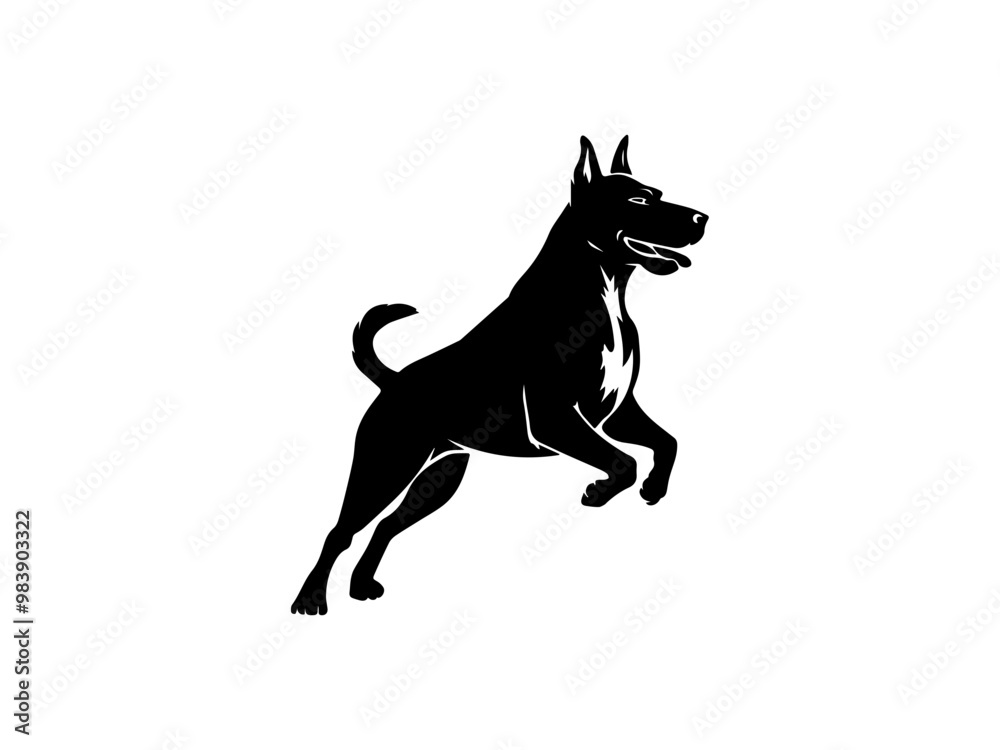 Fototapeta premium Dog Silhouette clip art line art vector black color silhouette and white background.