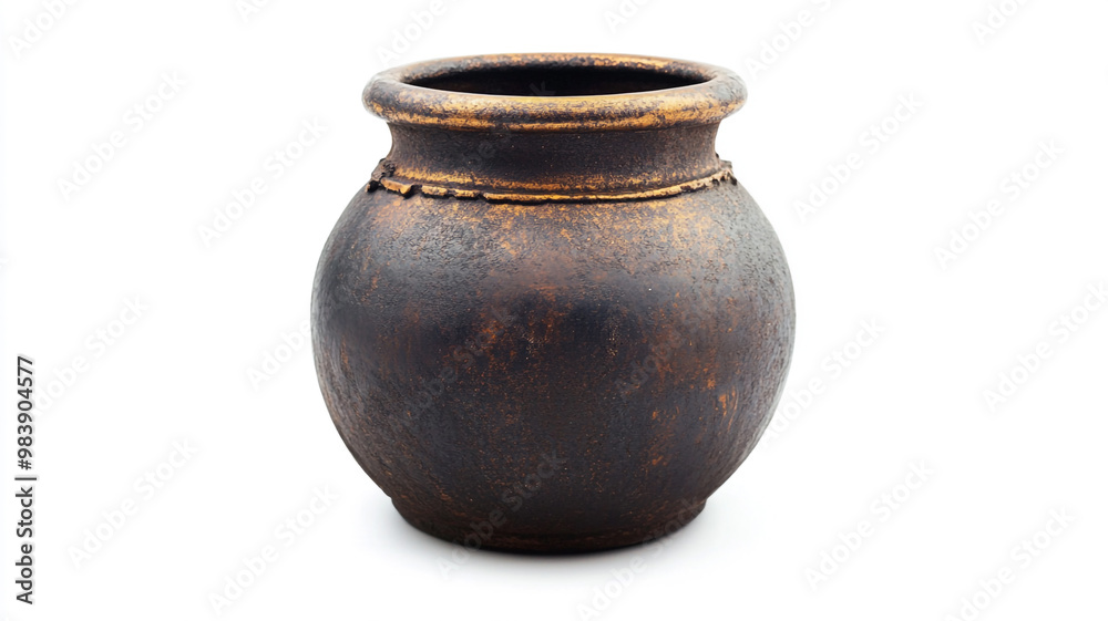An antique black pot for Halloween decorations on a white background An antique black pot for Halloween decorations on a white background