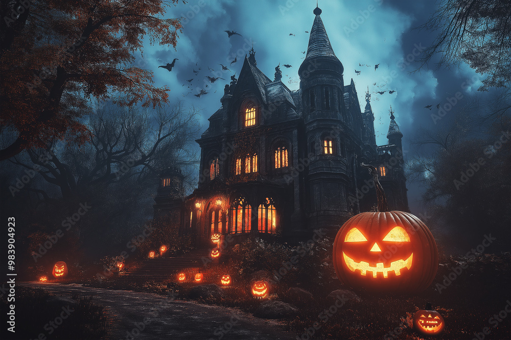 Scary painting for Halloween . Generative AI
