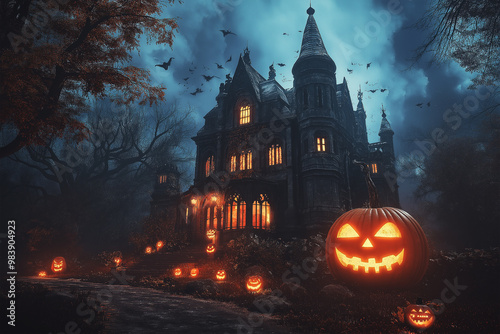 Scary painting for Halloween . Generative AI