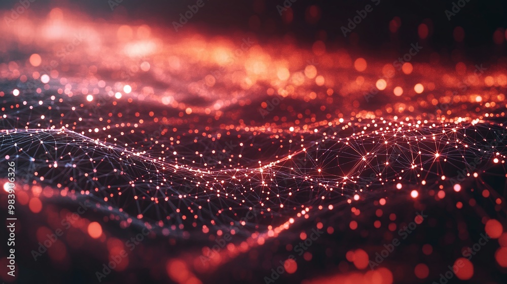 Abstract glowing red and blue wave patterns create a mesmerizing digital landscape, perfect for technology or science themes. Abstract glowing red and blue wave patterns create a mesmerizing digital landscape, perfect for technology or science themes.