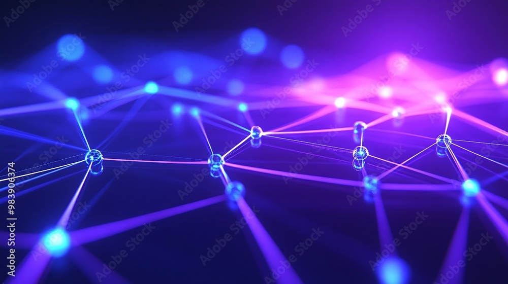 Abstract illustration of a glowing network with vibrant colors, symbolizing technology, connectivity, and digital communication.