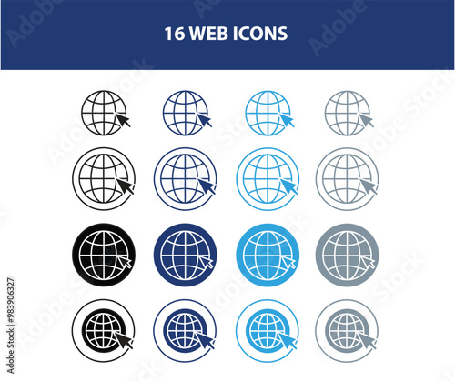 Collection of 16 Globe Web Icons