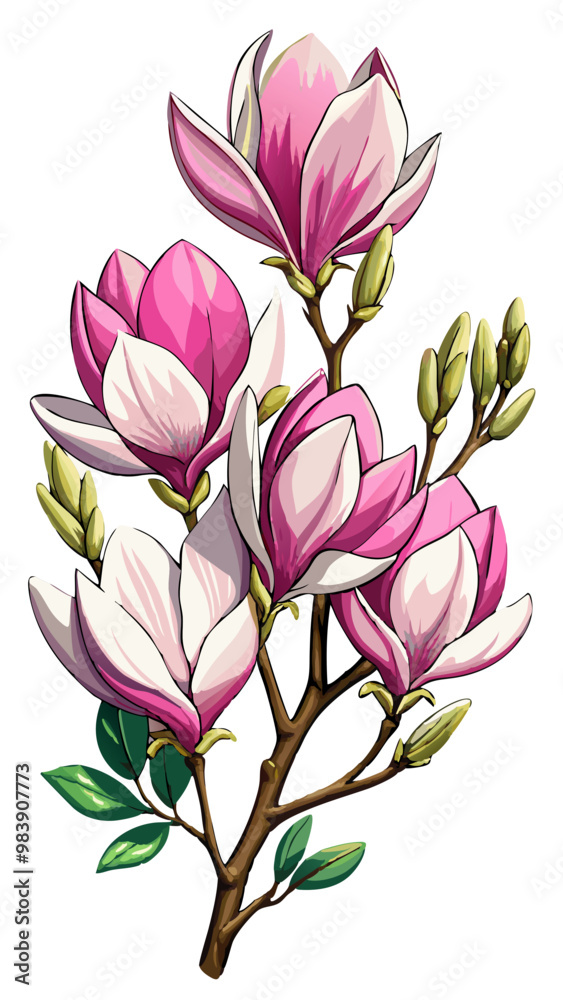 Elegant Magnolia Flower Illustration - Soft Pink Petals with a Touch of White, Ideal for Spring Themes and Botanical Art, Magnolia Flower Vector, Magnolia Vector Illustration
Elegant Magnolia Flower Illustration - Soft Pink Petals with a Touch of White, Ideal for Spring Themes and Botanical Art, Magnolia Flower Vector, Magnolia Vector Illustration