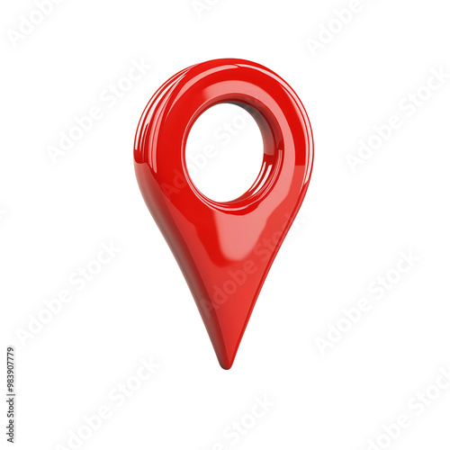 A shiny red pin for pinning the location, 3D illustration