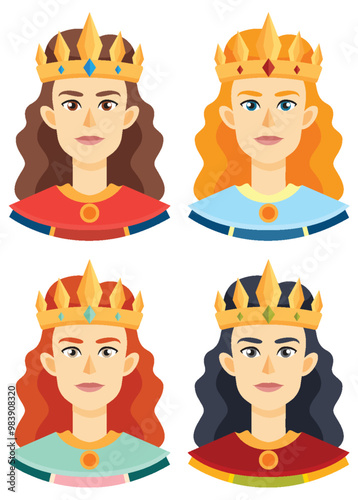 Four Queens with Crowns