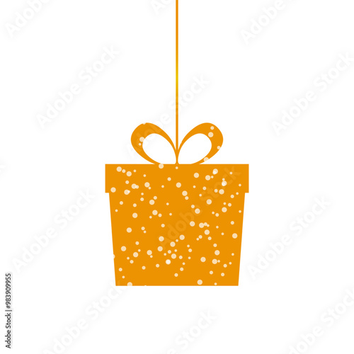 Vector illustration of hanging gift box on transparent background