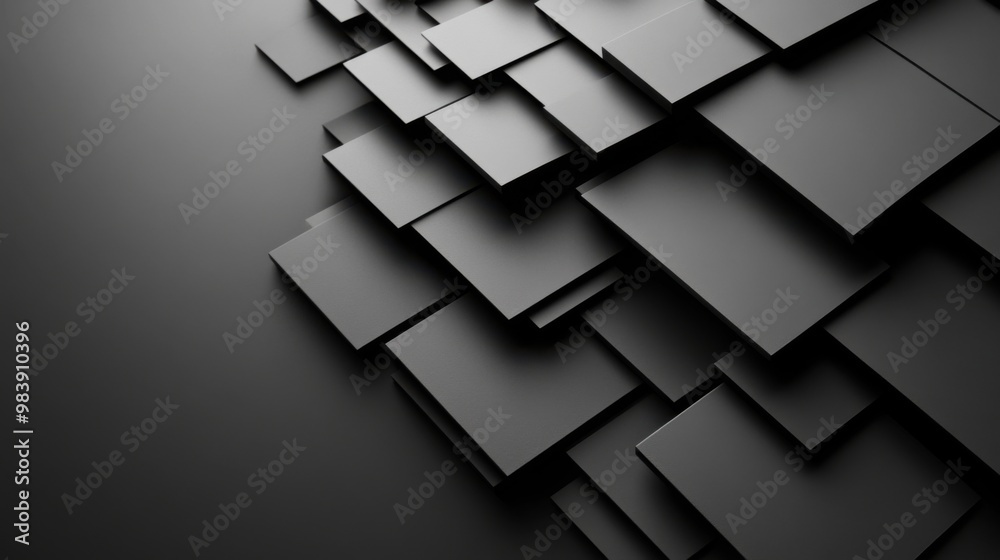 Abstract Black Layered Shapes on Dark Background Abstract Black Layered Shapes on Dark Background