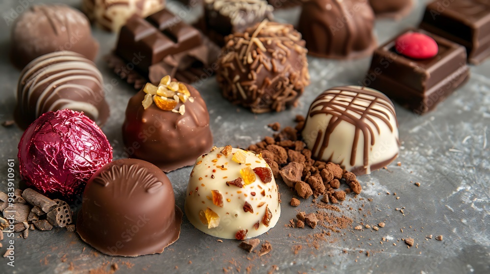 Selection of finest chocolate sweets