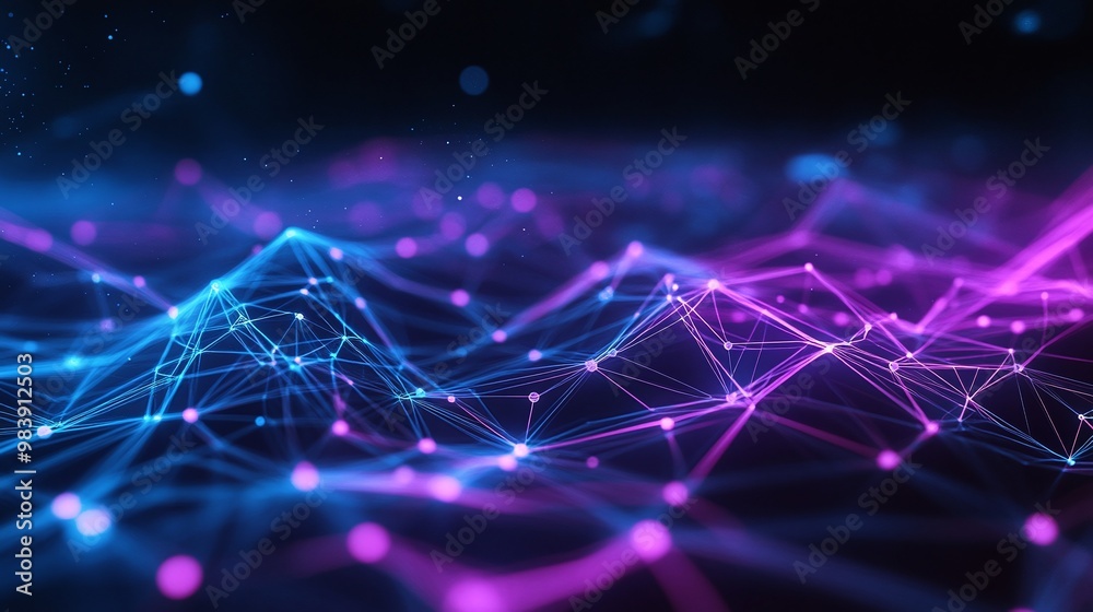 Colorful abstract background with glowing lines and nodes, representing digital technology and network connections. Colorful abstract background with glowing lines and nodes, representing digital technology and network connections.