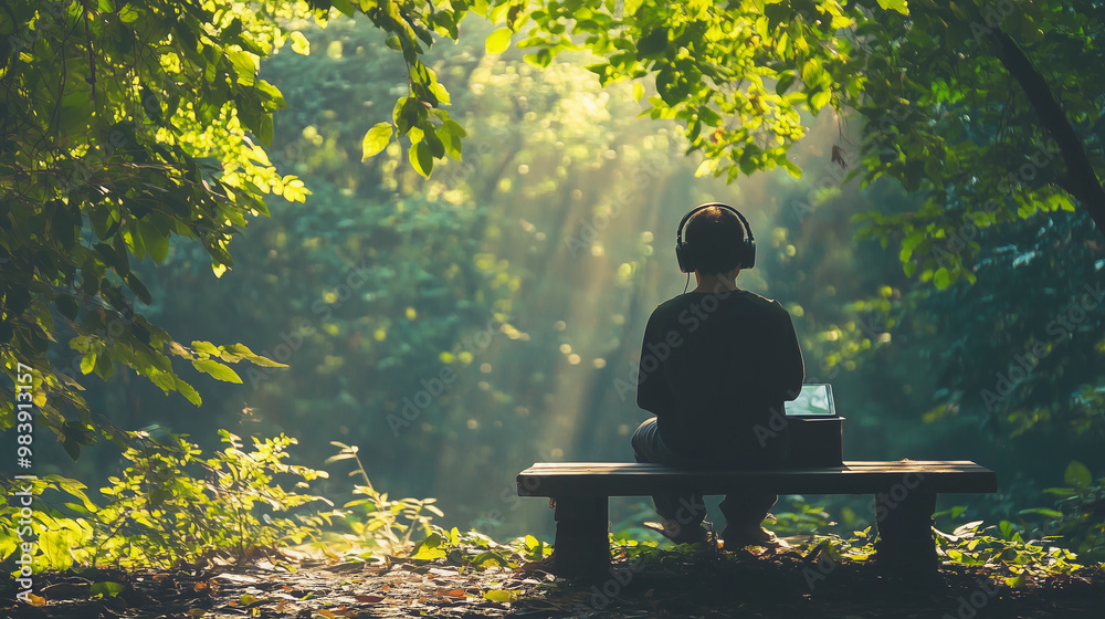 Serene Forest Bench - Tech Meets Nature Serene Forest Bench - Tech Meets Nature