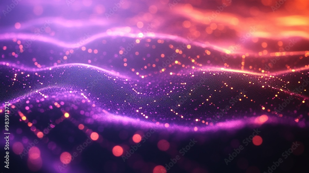 Dynamic abstract wave pattern with vibrant purple and orange colors, creating a mesmerizing visual experience of light and energy. Dynamic abstract wave pattern with vibrant purple and orange colors, creating a mesmerizing visual experience of light and energy.