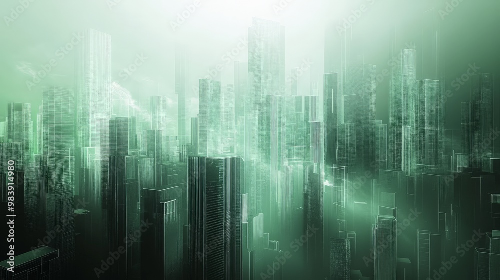 Emerald City: Futuristic Metropolis in the Mist Emerald City: Futuristic Metropolis in the Mist