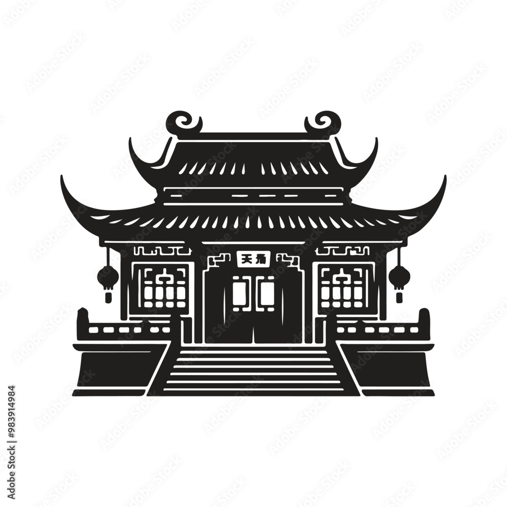 Chinese house silhouette illustration Chinese house silhouette illustration