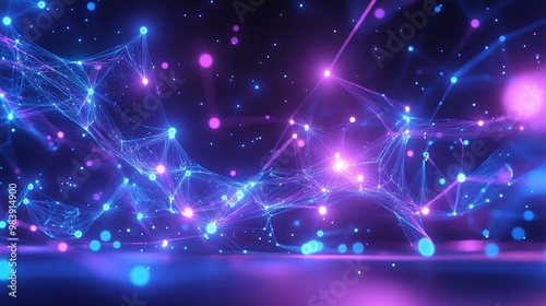 Vibrant abstract background featuring glowing nodes and connecting lines, perfect for technology and digital concepts.