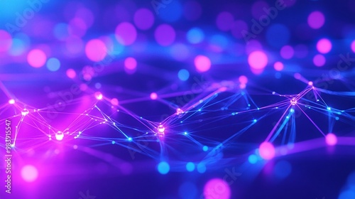 Vibrant abstract digital background with colorful lights and interconnected nodes, symbolizing technology and innovation.