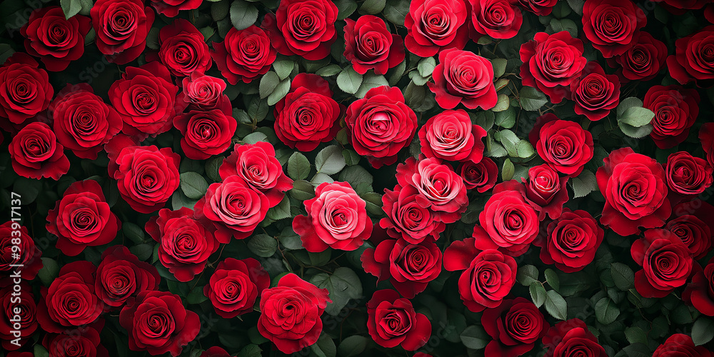 Natural fresh red roses flowers pattern wallpaper. top view Natural fresh red roses flowers pattern wallpaper. top view