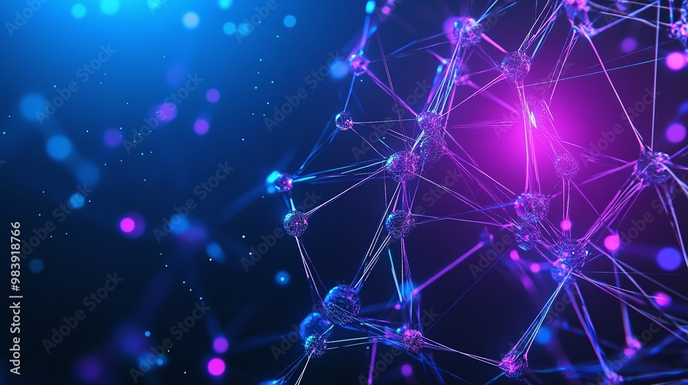 Vibrant digital illustration of interconnected nodes and molecules, showcasing the beauty of science and technology in a colorful spectrum. Vibrant digital illustration of interconnected nodes and molecules, showcasing the beauty of science and technology in a colorful spectrum.