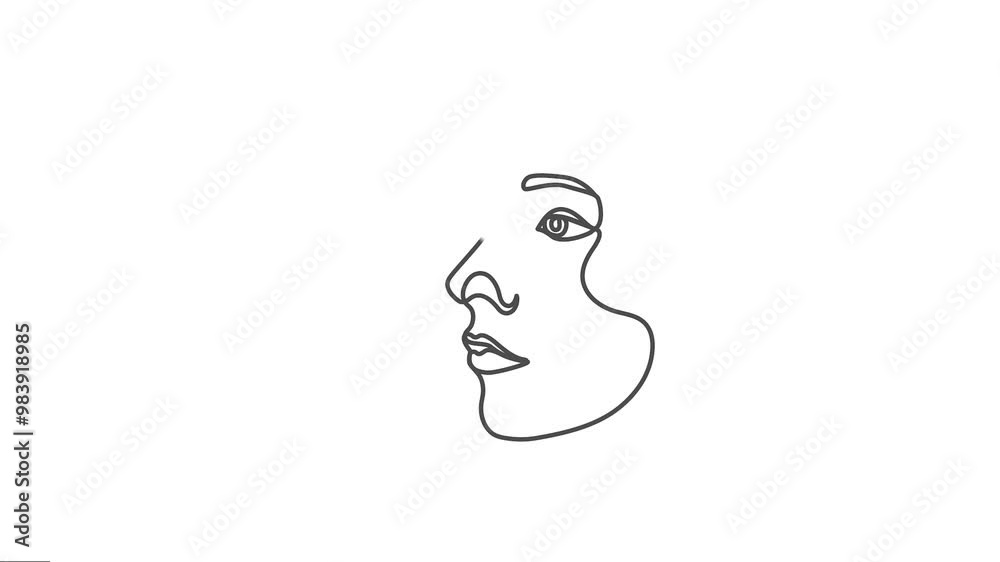 She animated continuous single-line drawings of stylish modern women with a beautiful face. Feminine outline animation. She animated continuous single-line drawings of stylish modern women with a beautiful face. Feminine outline animation.