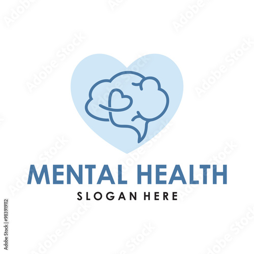 Mental health, psychological help, psychiatry concept logo design template